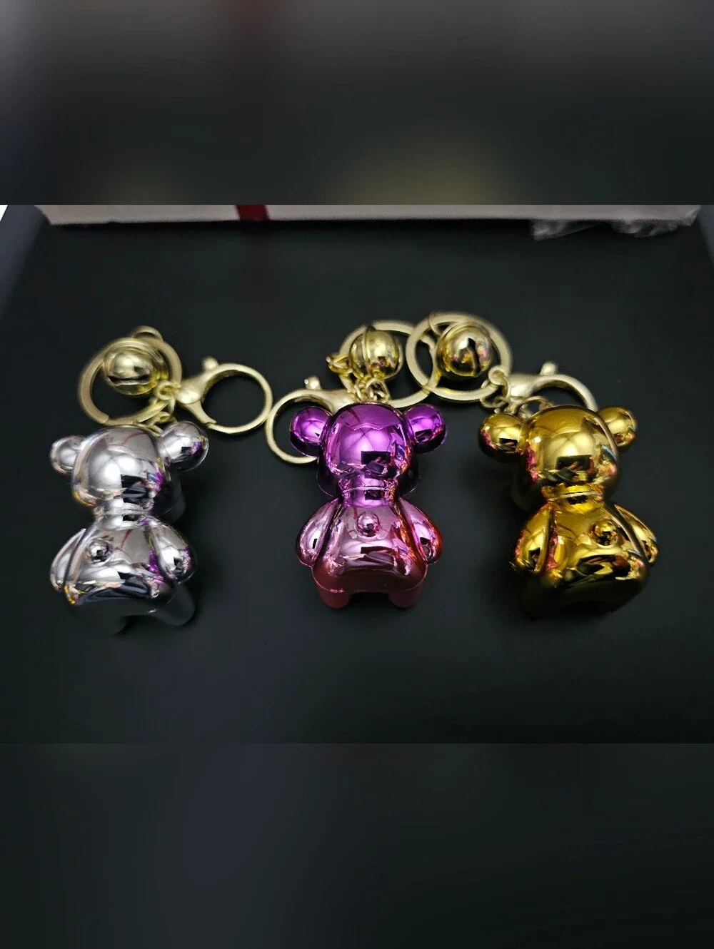 Metallic (Pick 1) Bear Keychain / Bag Charm – Silver, Purple, Gold NWOT